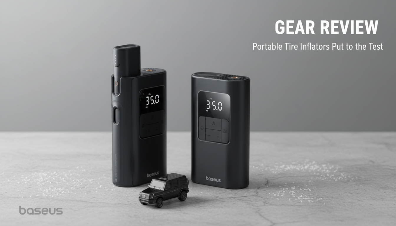 2-in-1 Portable Tire Inflator: Power Bank + Flashlight