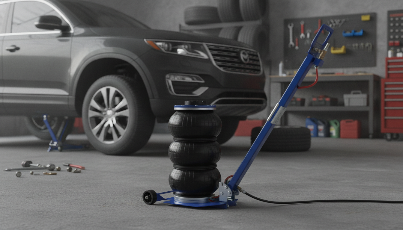 3-Ton Triple-Bag Air Jack: Wheels, Long Handle Lift