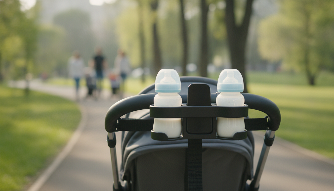Stroller Cup & Phone Holder That Converts to Dual Bottles