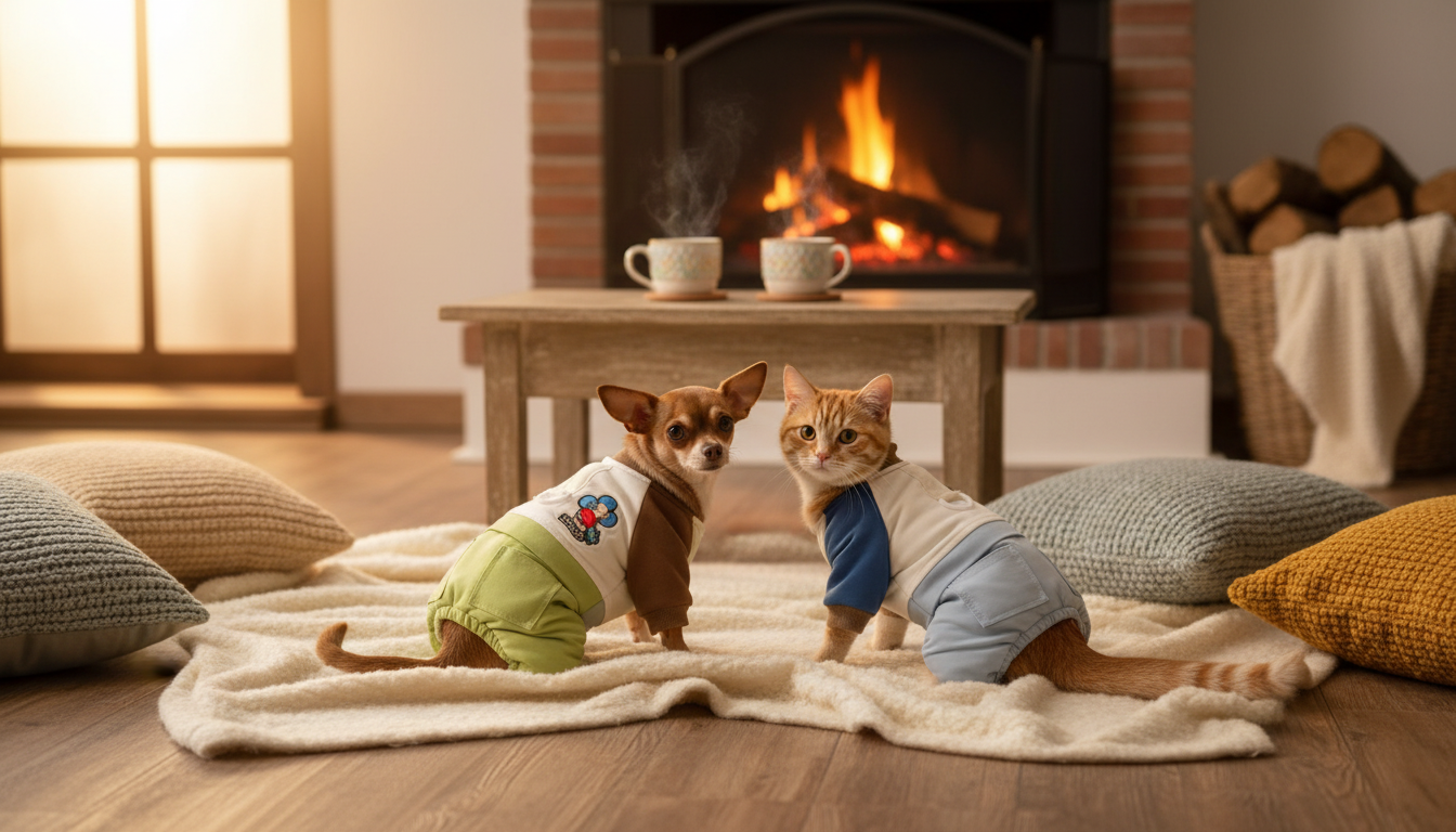 Cute Winter Cartoon Jumpsuit: Small Dogs & Cats