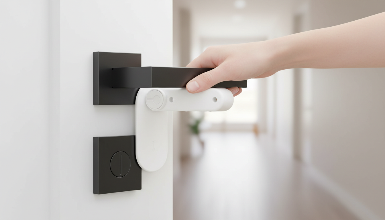Hidden-Button Door Lever Lock: Toddler-Proof Any Room