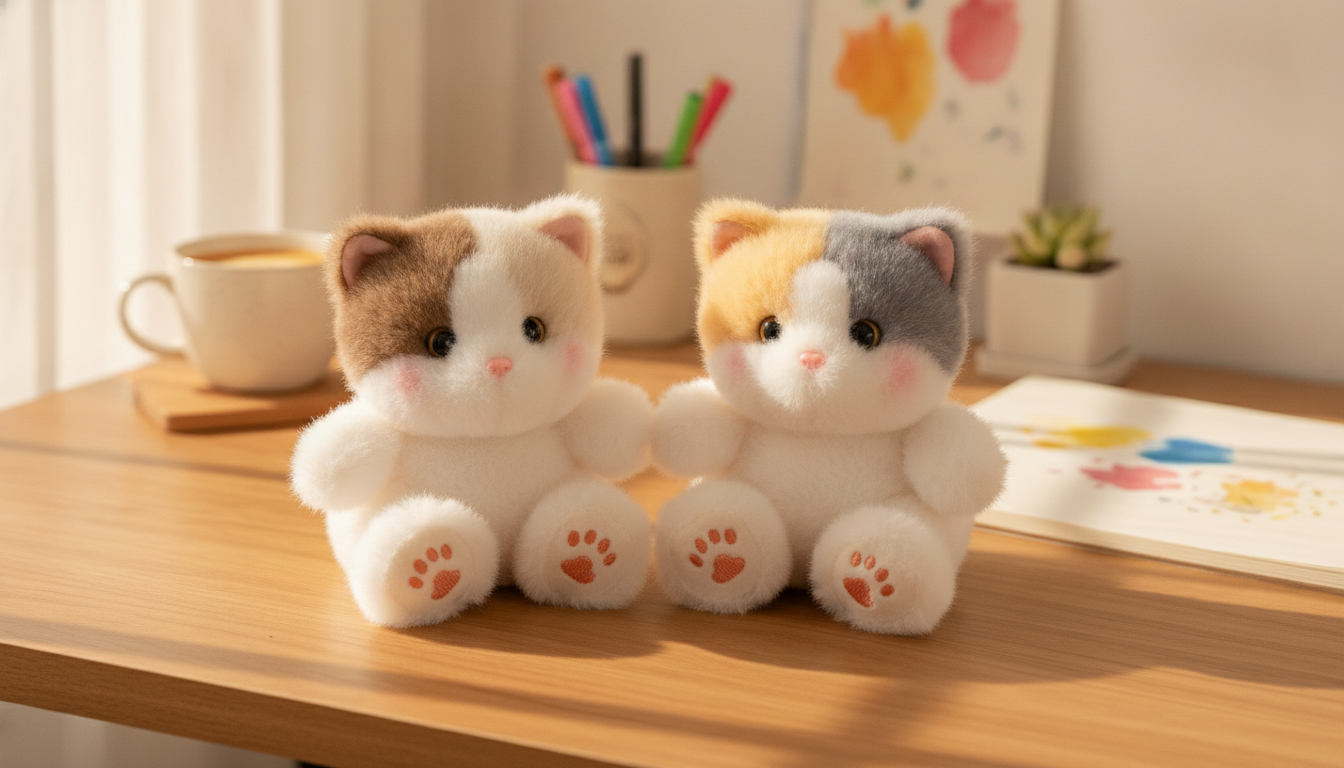 Tiny Fluffy Desk Kitten Plush: Handmade Cozy Companion